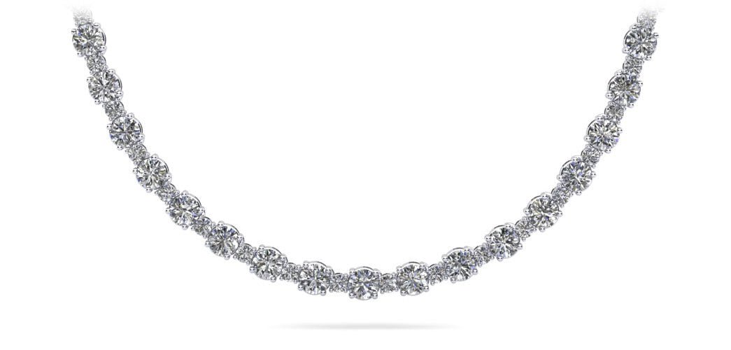 Affectionately Yours Diamond Tennis Diamond Necklace with 14.91 ct.(finished) 2mm, 3.6mm - Luxury Time NYC